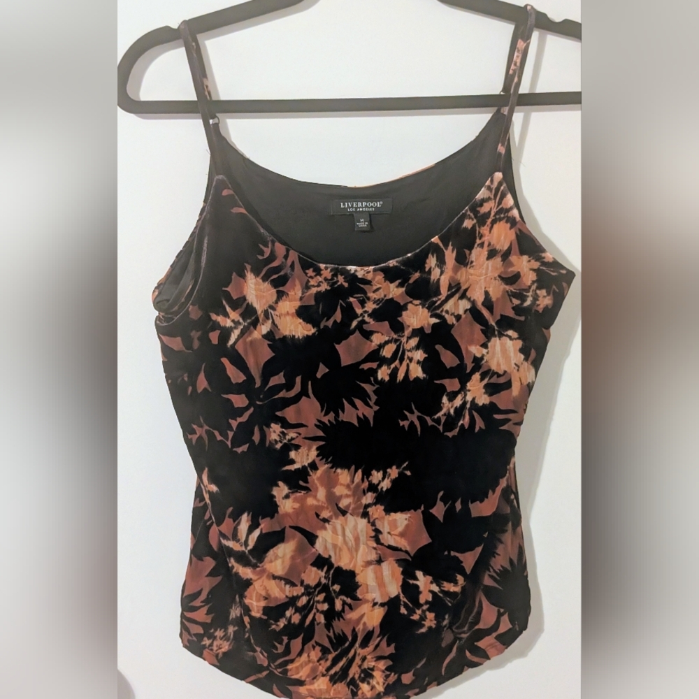 Liverpool Women's Black and Brown Velvet Camisole Medium